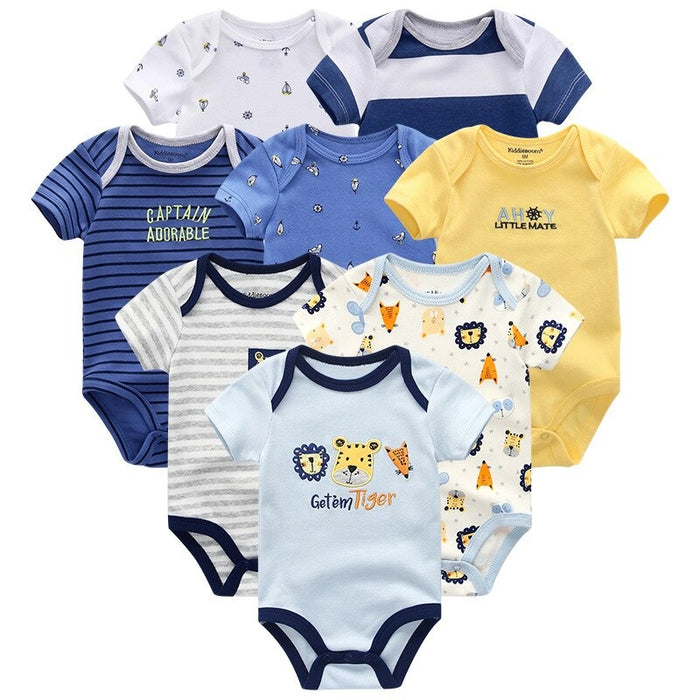 8Pcs Of Short Sleeve Infant Romper Set