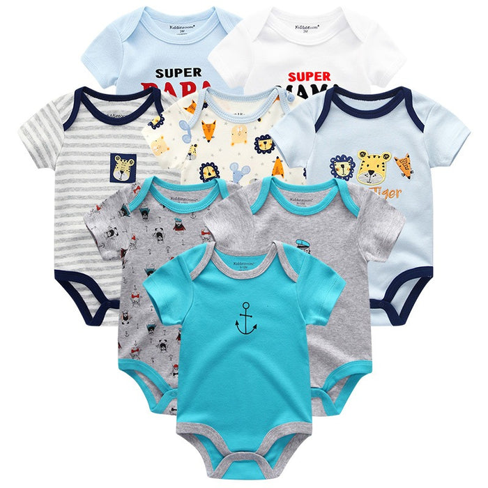 8Pcs Of Short Sleeve Infant Romper Set