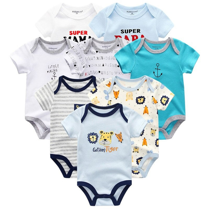 8Pcs Short Sleeve Infant Romper Set