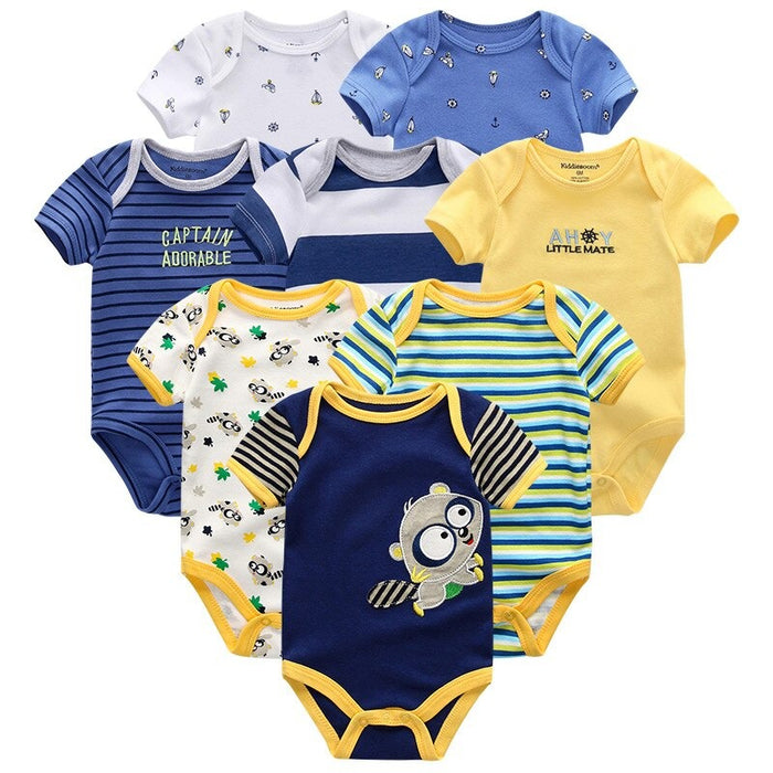 8Pcs Short Sleeve Infant Romper Set