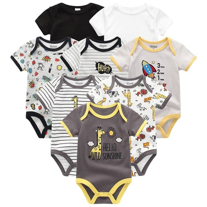 8Pcs Of Short Sleeve Infant Romper Set