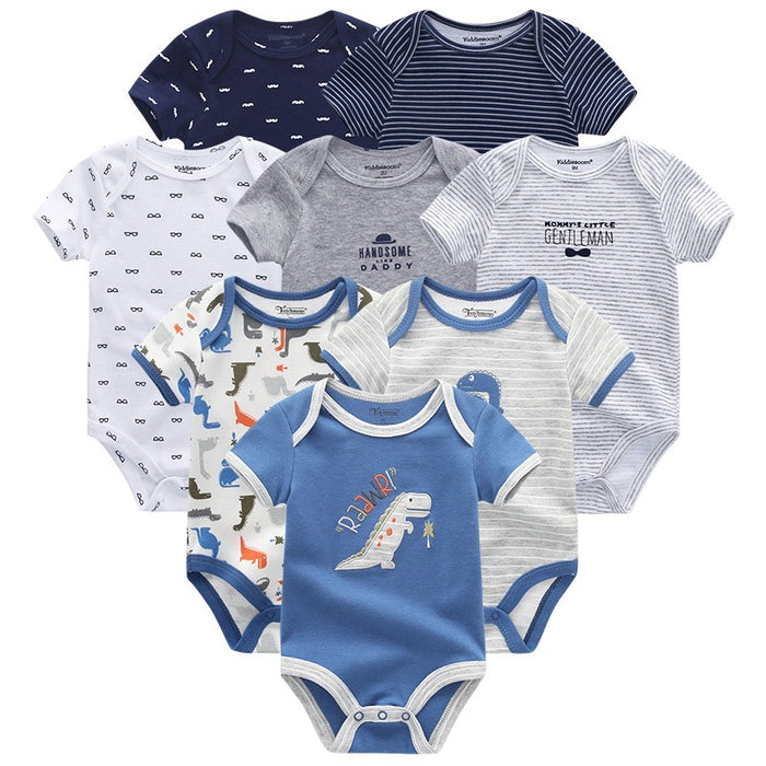 8Pcs Of Short Sleeve Infant Romper Set