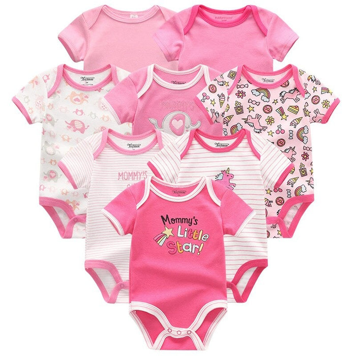 8Pcs Short Sleeve Infant Romper Set