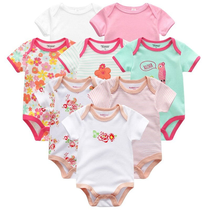 8Pcs Short Sleeve Infant Romper Set