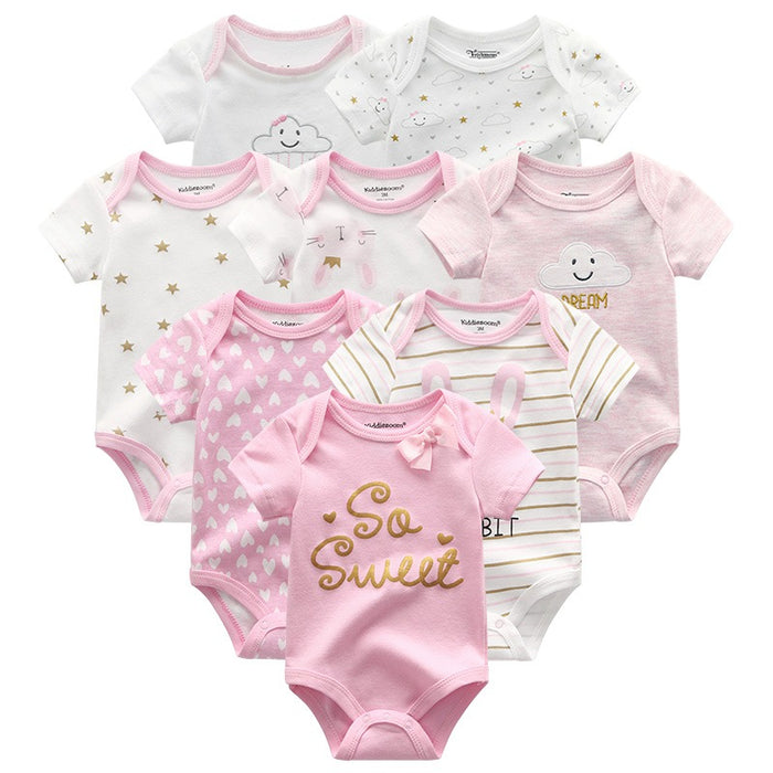 8Pcs Short Sleeve Infant Romper Set