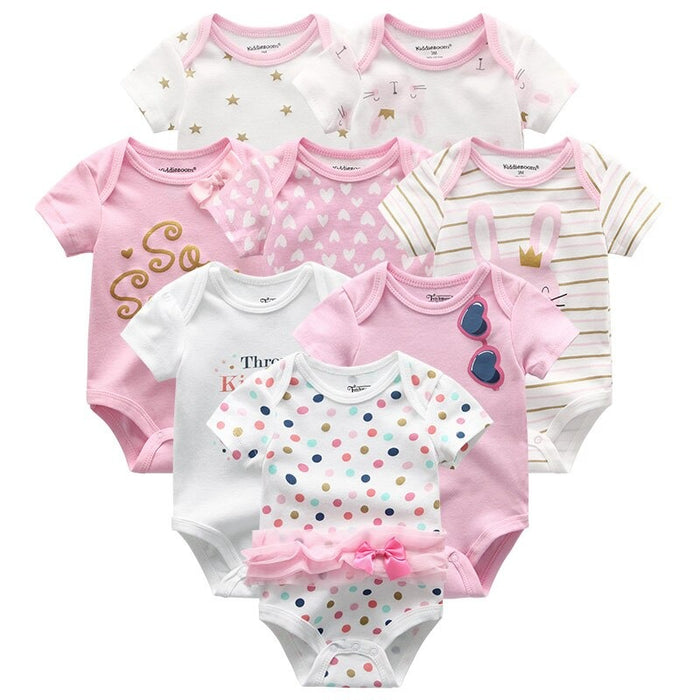 8Pcs Short Sleeve Infant Bodysuit Set