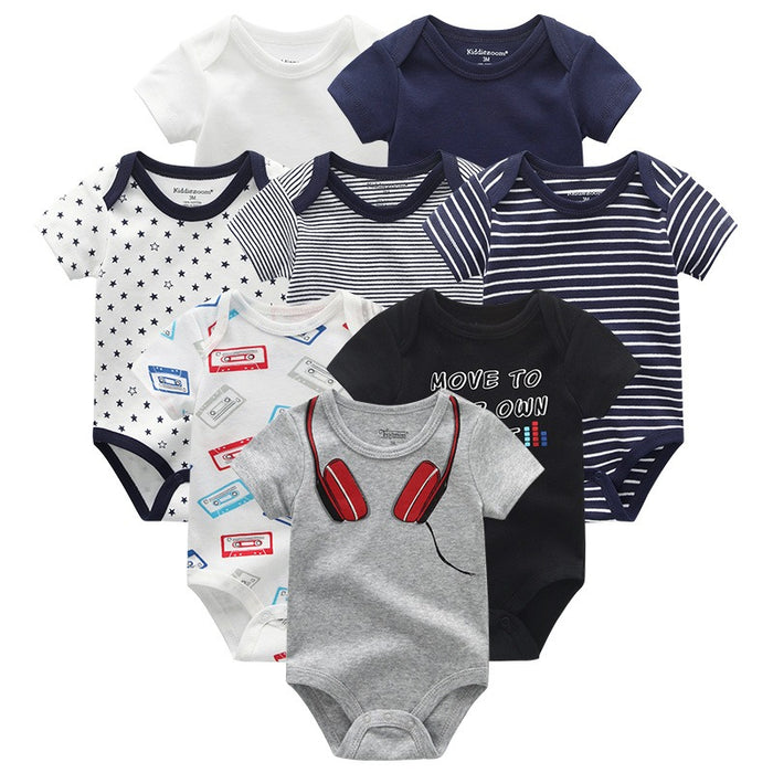 8Pcs Short Sleeve Infant Romper Set