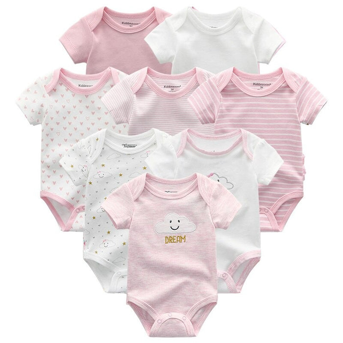 8Pcs Of Short Sleeve Infant Romper Set