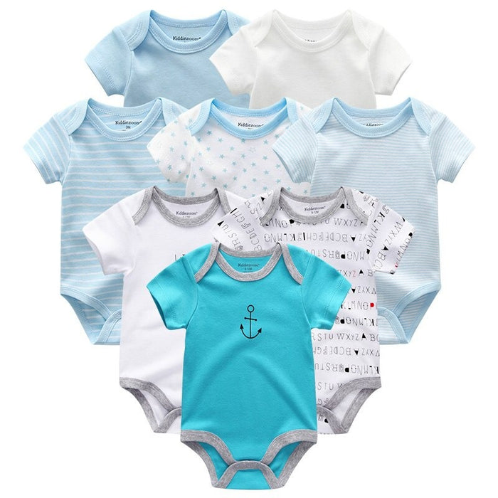 8Pcs Short Sleeve Infant Bodysuit Set