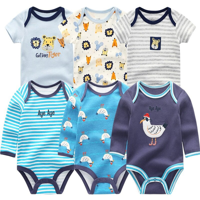 6 Pcs Newborn Printed Summer Romper Sets
