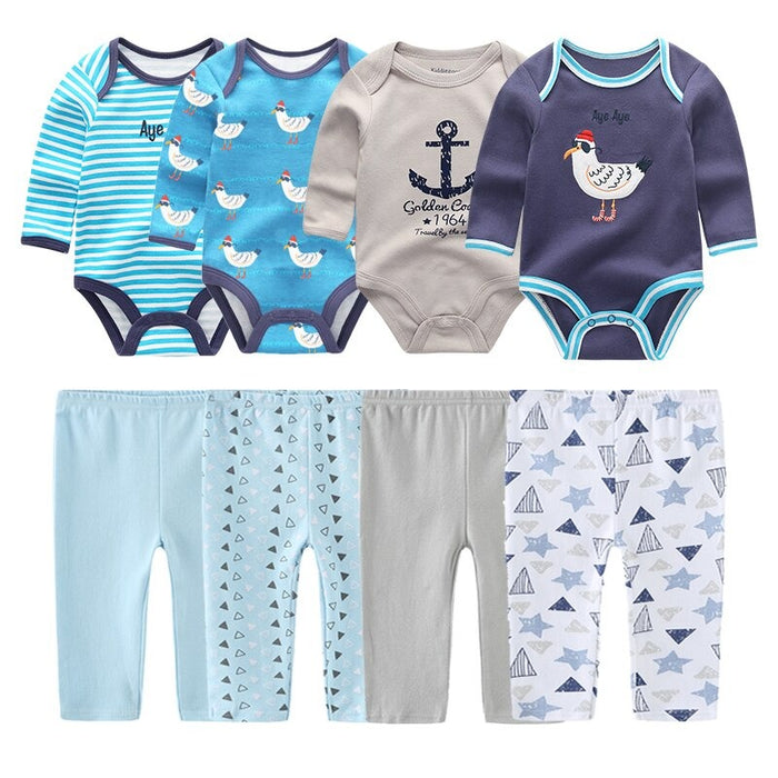 Girls 8 Pcs Bodysuit & Pants Autumn Clothes Set