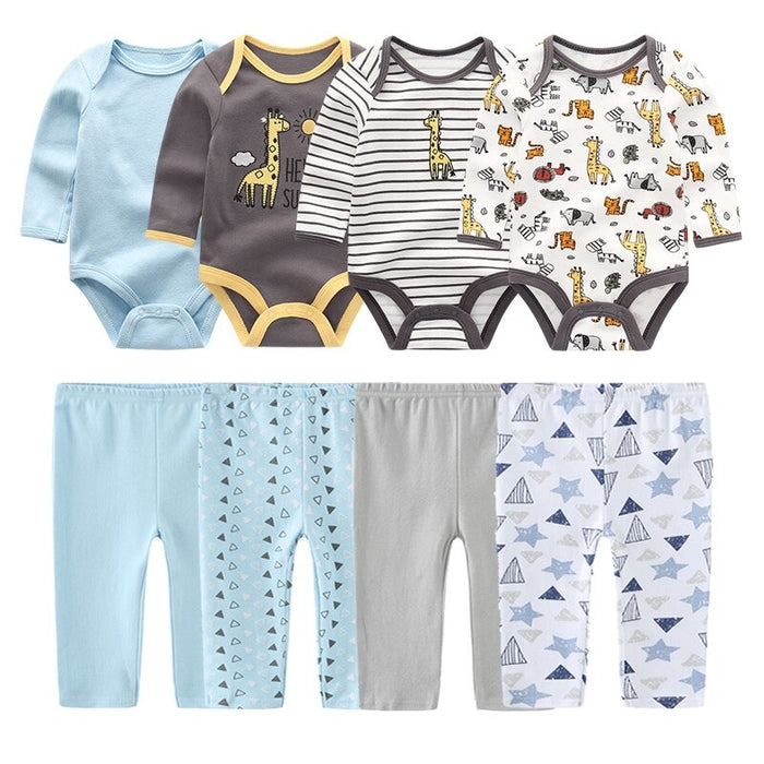 Girls 8 Pcs Bodysuit & Pants Autumn Clothes Set