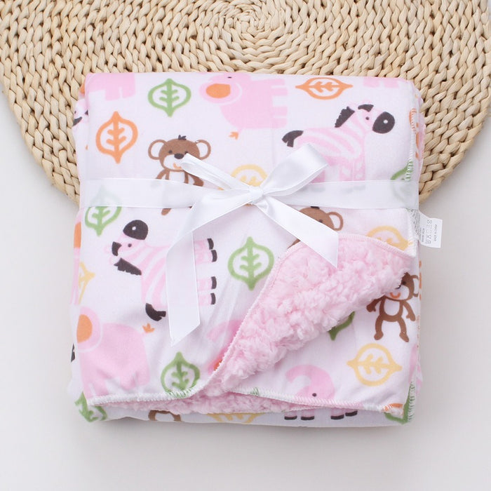 Double Layer Cartoon Printed Baby Blanket