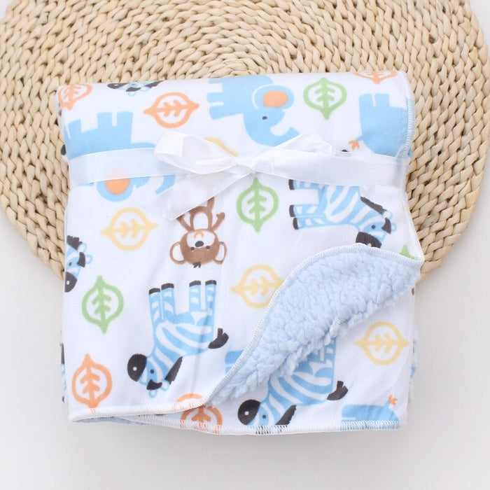 Double Layer Cartoon Printed Baby Blanket