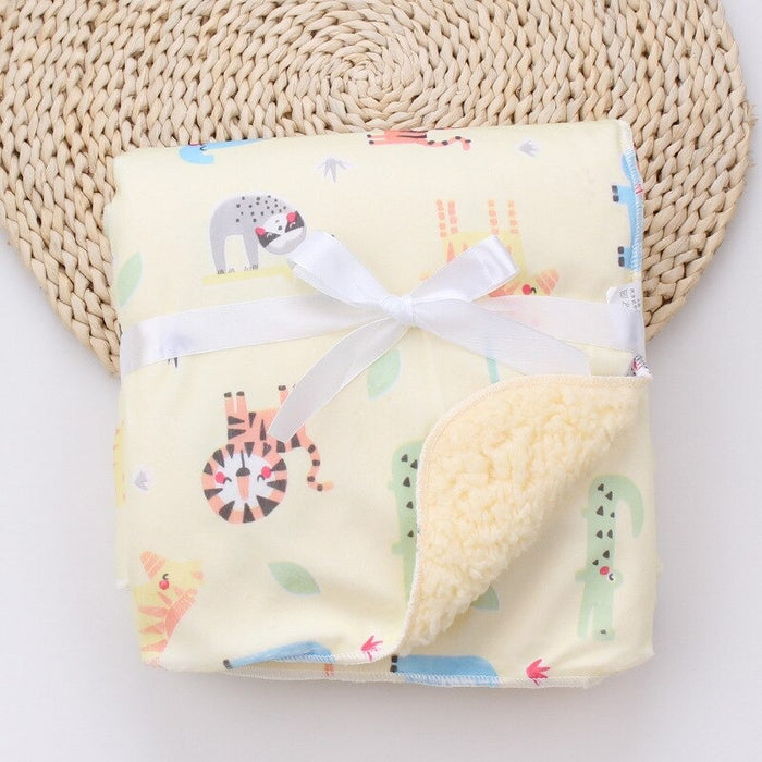 Double Layer Cartoon Printed Baby Blanket