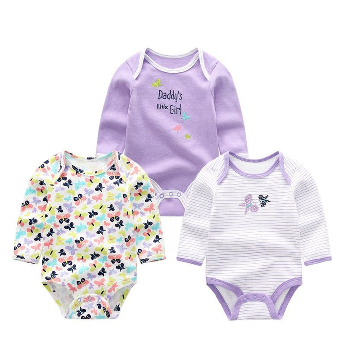 3Pcs Long Sleeve Printed Baby Wear Jumpsuits