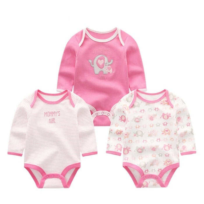 3Pcs Long Sleeve Printed Baby Wear Jumpsuits