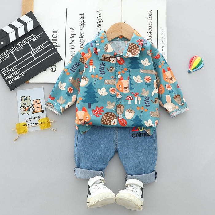 Baby Boys Long Sleeve Shirt & Korean Jeans