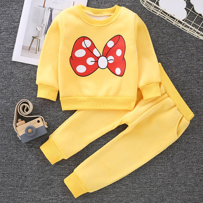 Girls Autumn Wear Cartoon Dot Bow Dresses