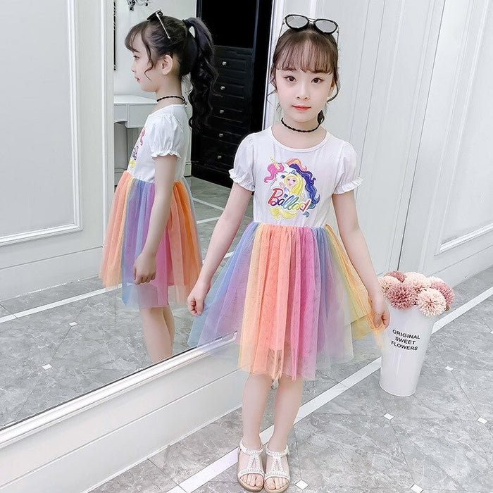 Unicorn Half Sleeve Dresses For Girls