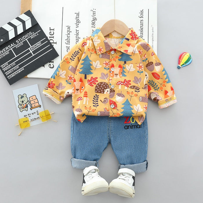 Baby Boys Long Sleeve Shirt & Korean Jeans