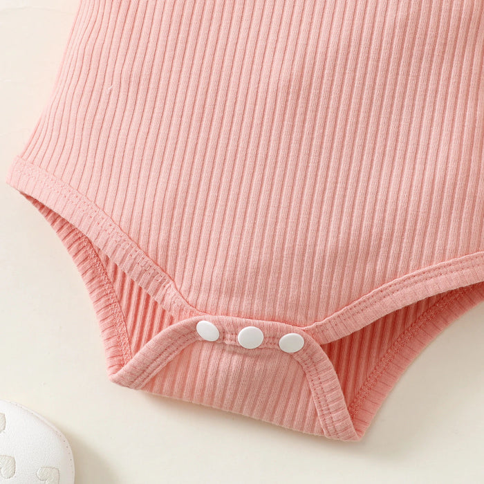 Newborn Baby Girl Short Ruffled Sleeve 3 Pcs Clothes Set