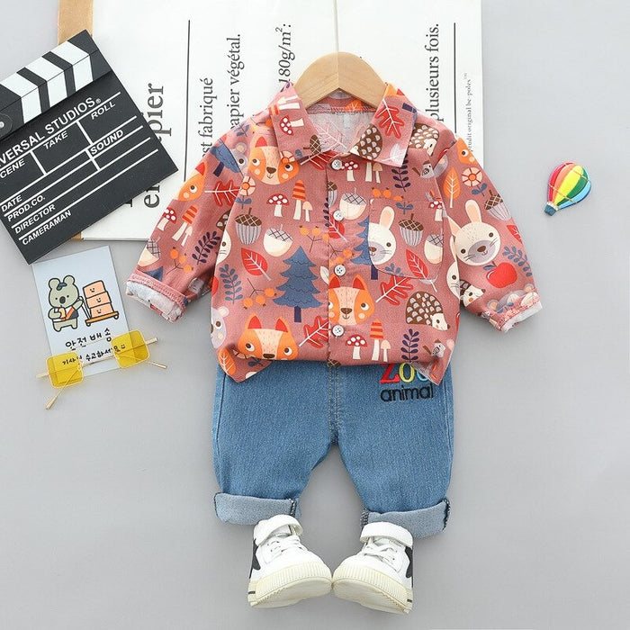 Baby Boys Long Sleeve Shirt & Korean Jeans