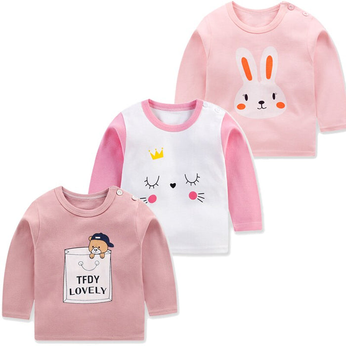 3Pcs Long Sleeves Cotton Cute T-Shirts Set For Baby