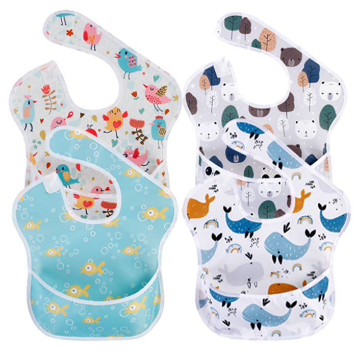 4Pcs Baby Waterproof Feeding Stuff Bibs