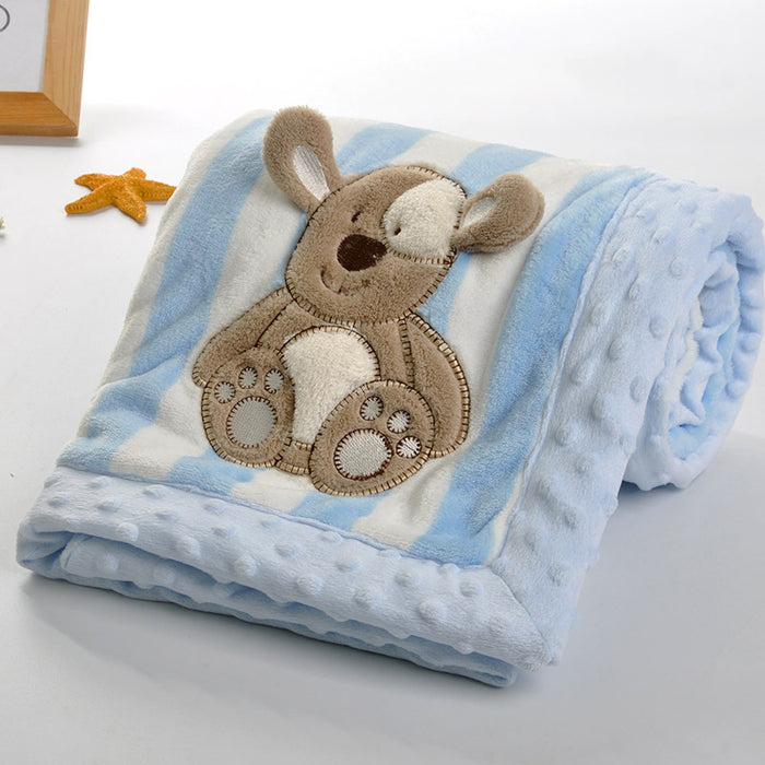 Cartoon Animal Print Flannel Baby Blanket