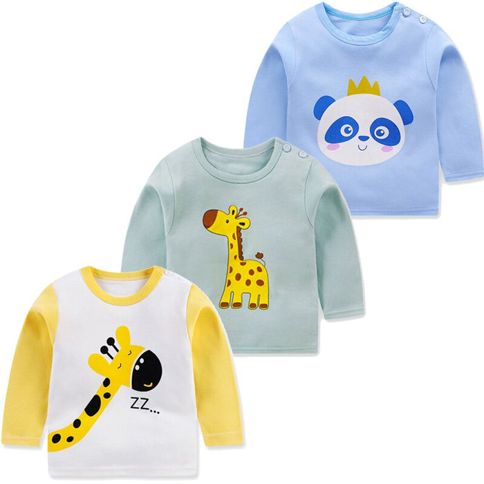 3Pcs Printed Cotton Long Sleeves T-Shirts Set For Baby