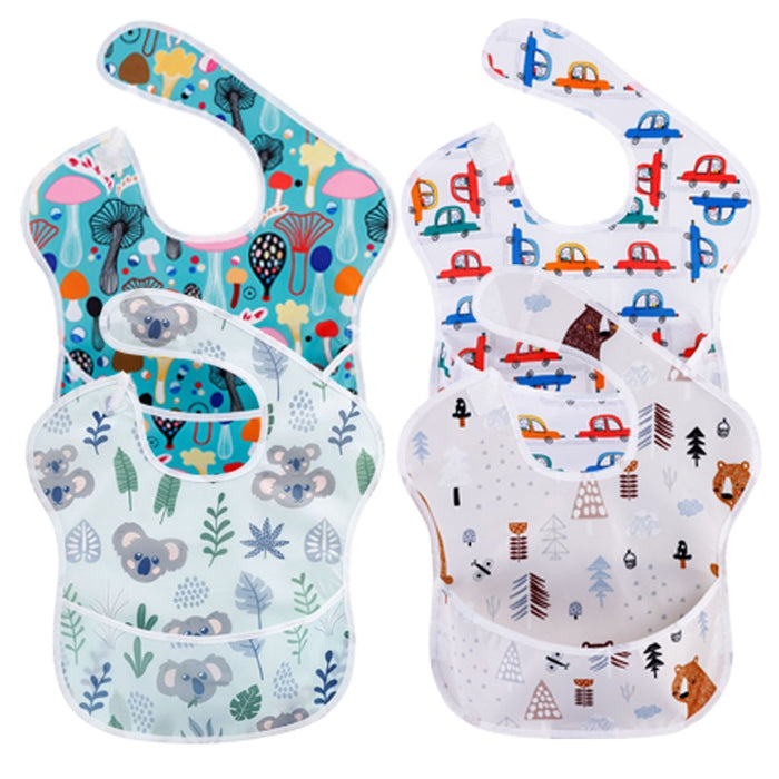 4Pcs Baby Waterproof Feeding Stuff Bibs