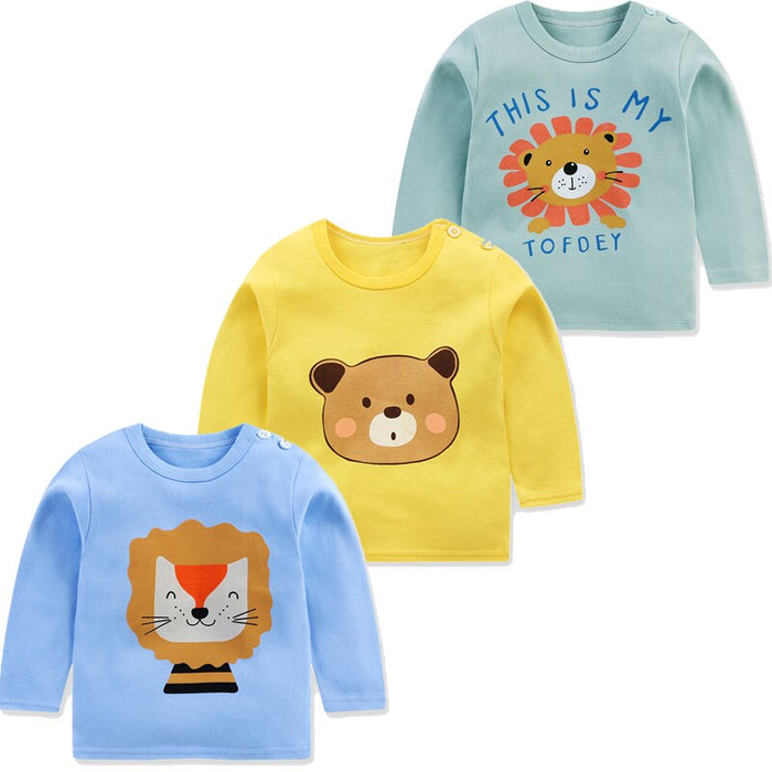 3Pcs Printed Cotton Long Sleeves T-Shirts Set For Baby