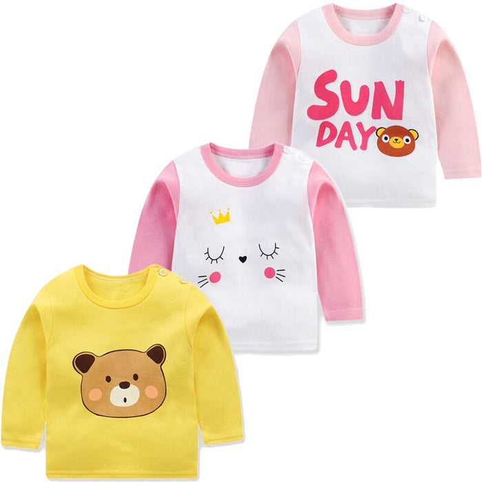 3Pcs Long Sleeves Cotton Cute T-Shirts Set For Baby