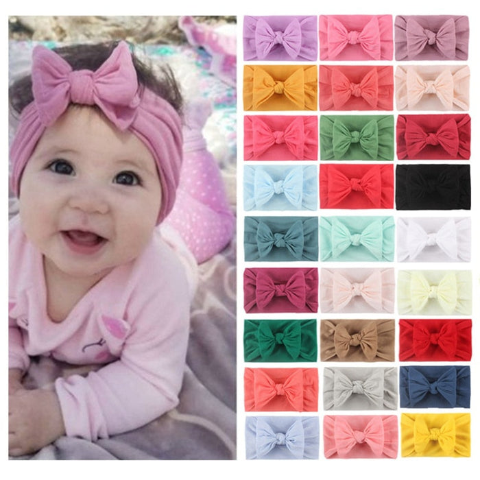 27 Piece Of Solid Color Bow Headband For Girls