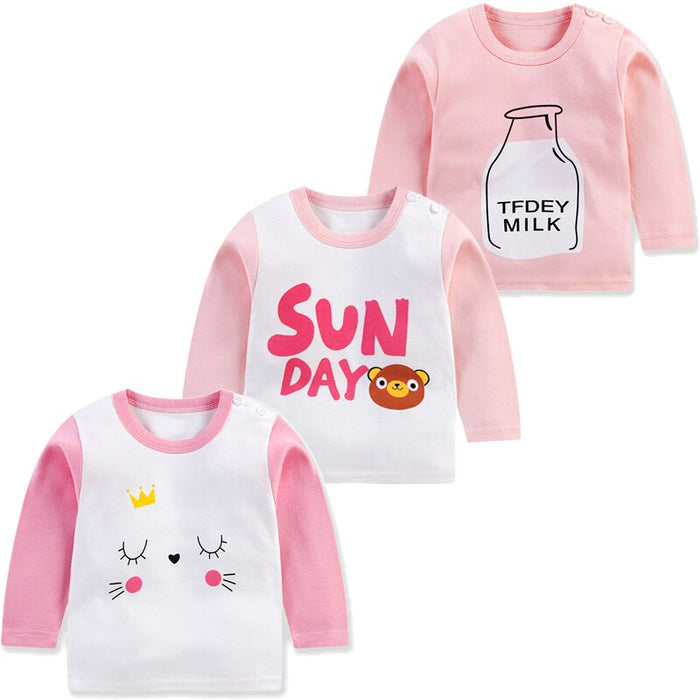 3Pcs Long Sleeves Cotton Cute T-Shirts Set For Baby