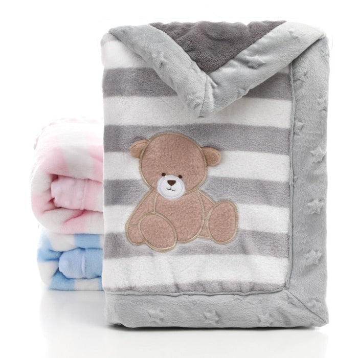 Cartoon Animal Print Flannel Baby Blanket