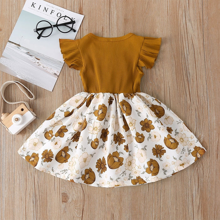 Flowers Print Party Outdoor Dresses For Girls