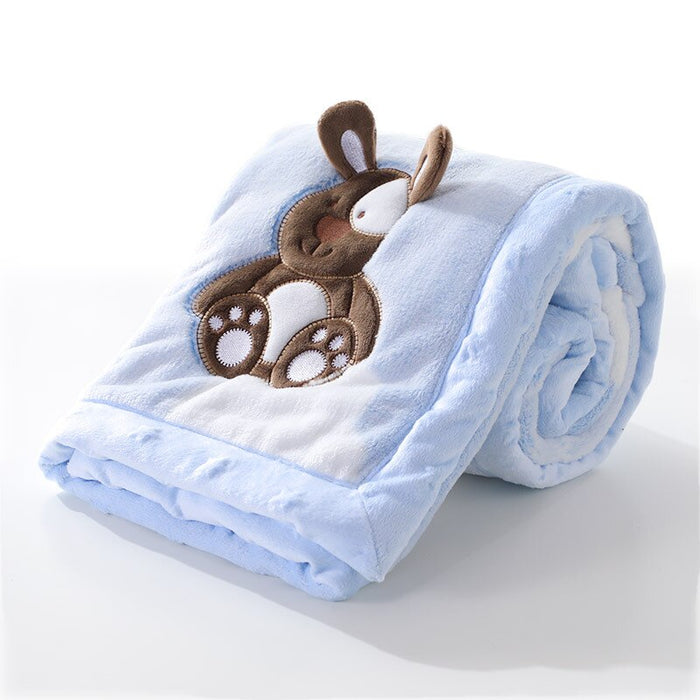 Cartoon Animal Print Flannel Baby Blanket