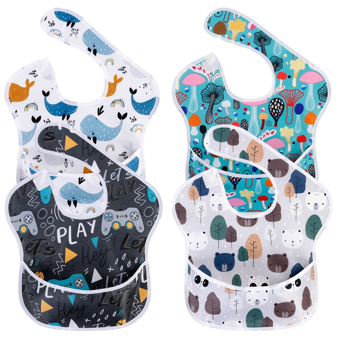 4Pcs Baby Waterproof Feeding Stuff Bibs