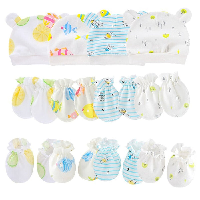 Solid Color Newborn Baby Hat, Gloves And Foot Cover Accessories