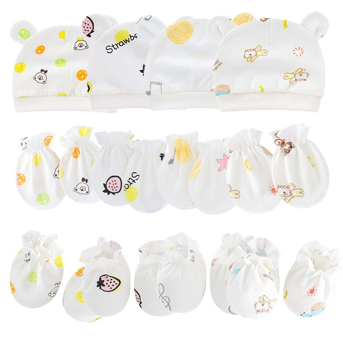 Solid Color Newborn Baby Hat, Gloves And Foot Cover Accessories