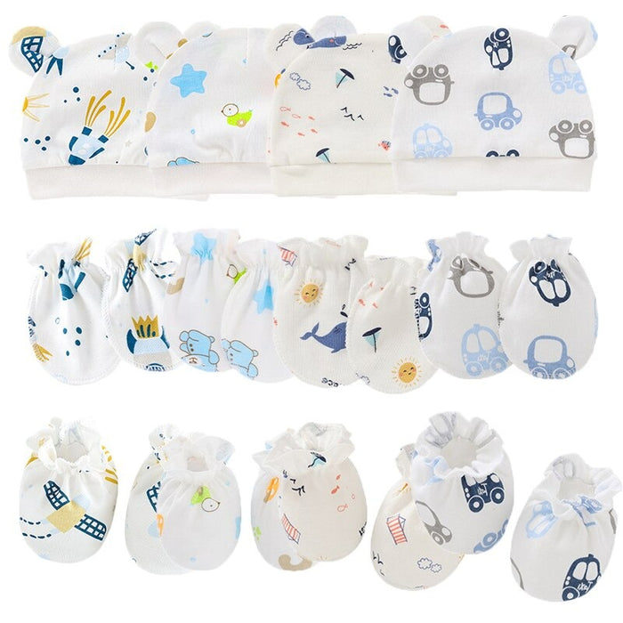 Solid Color Newborn Baby Hat, Gloves And Foot Cover Accessories