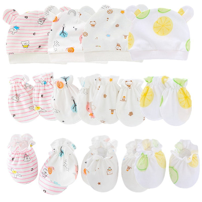 Solid Color Newborn Baby Hat, Gloves And Foot Cover Accessories