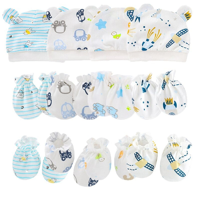 Solid Color Newborn Baby Hat, Gloves And Foot Cover Accessories