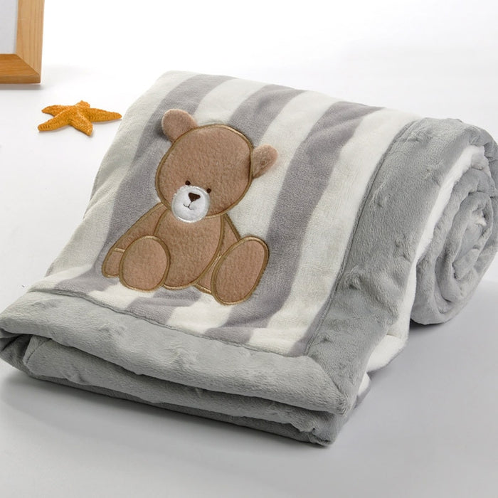 Cartoon Animal Print Flannel Baby Blanket