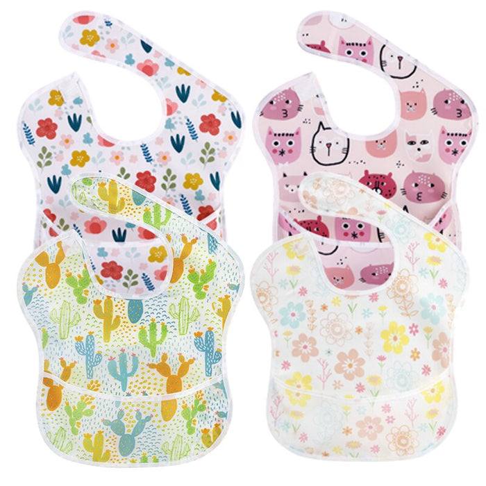 4Pcs Baby Waterproof Feeding Stuff Bibs