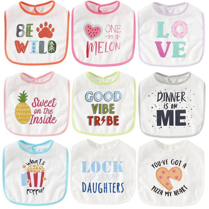 5Pcs Cotton Cartoon Print Baby Bibs