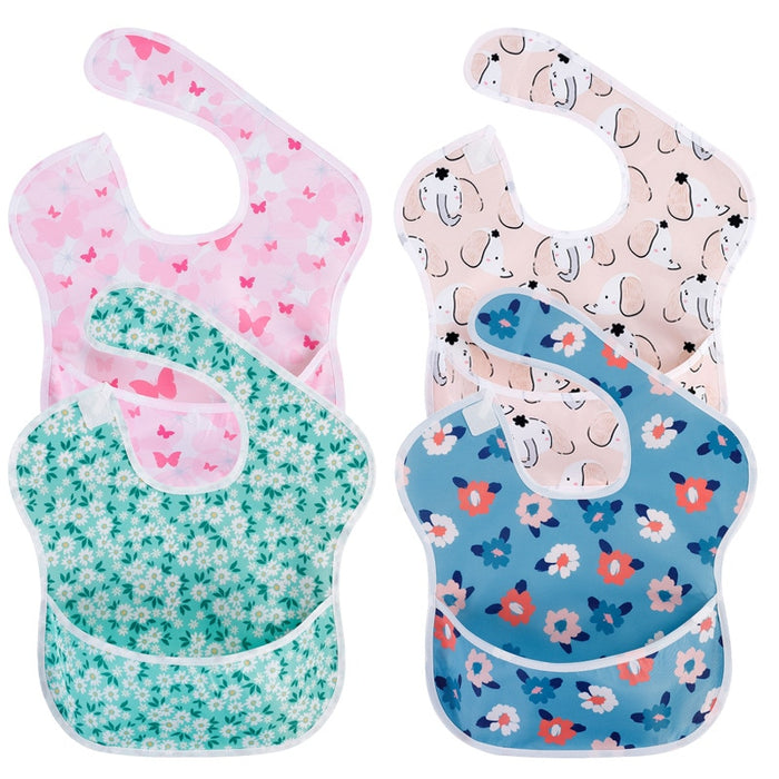 4Pcs Baby Waterproof Feeding Stuff Bibs