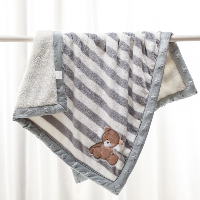 Cartoon Animal Print Flannel Baby Blanket